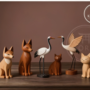 Figuras decorativas de madera tallada